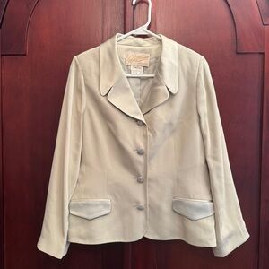 Vintage Rickie Freeman for TJ Nites Neiman Marcus Celery Green Blazer Silk Sz 12
